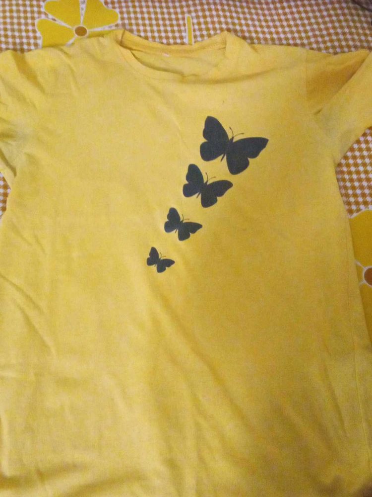 Yellow Butterfly Graphic Tee