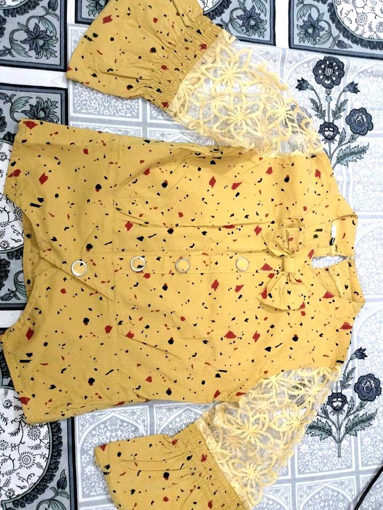 Stylish Yellow Printed Top