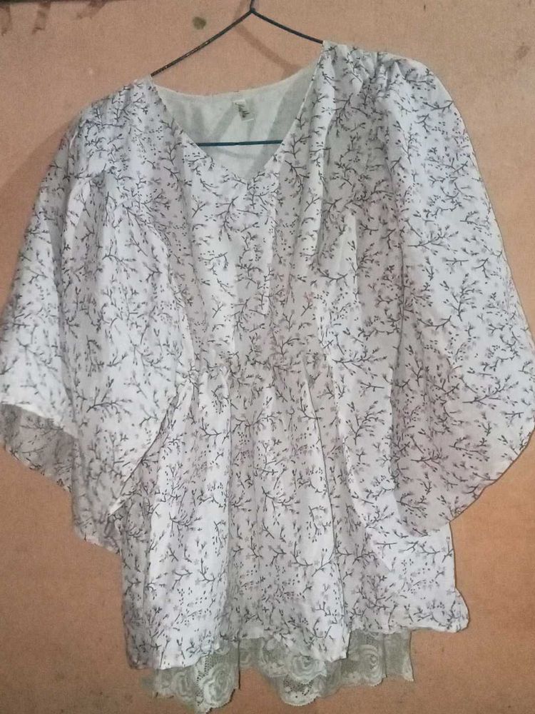 Floral Print White Top