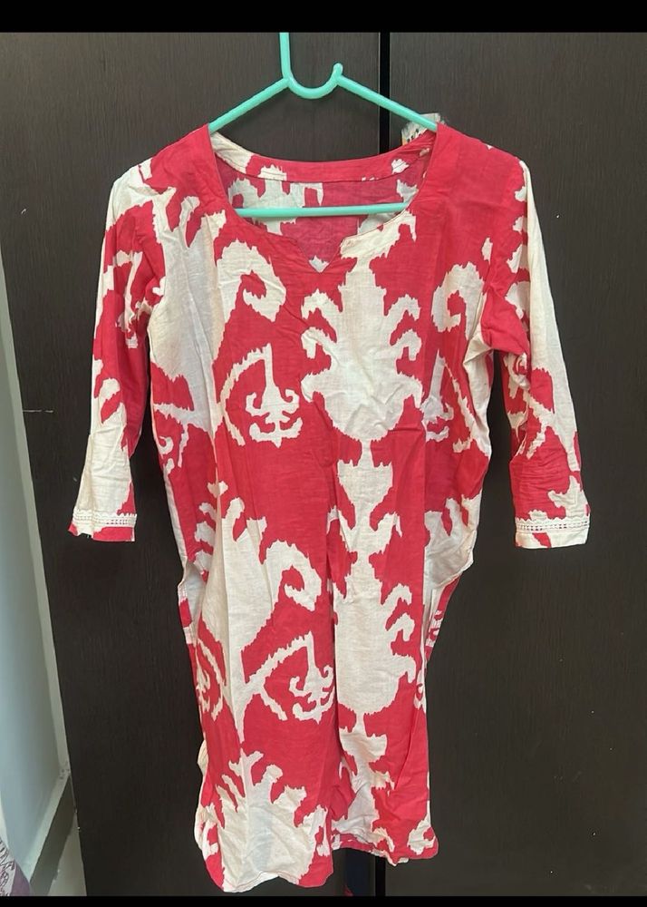 Red &amp; White Kurta Set