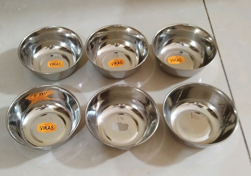 New Unused Stainless Steel Katoris 6 Pieces