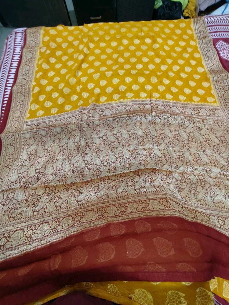 kaddi gourgite Yellow Banarasi Saree