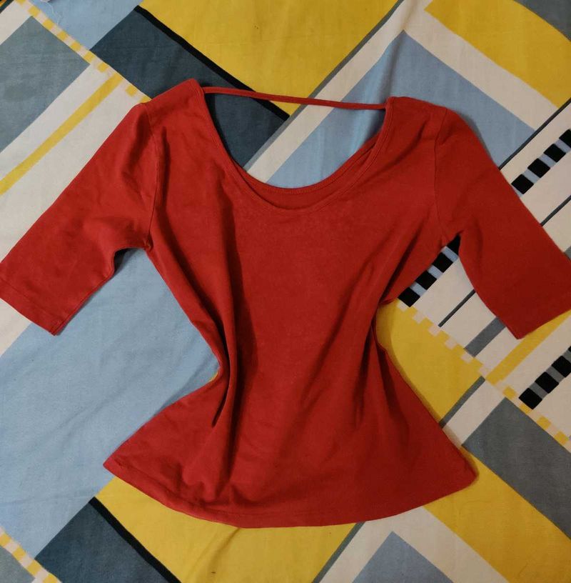 Red 3/4 Sleeve Top