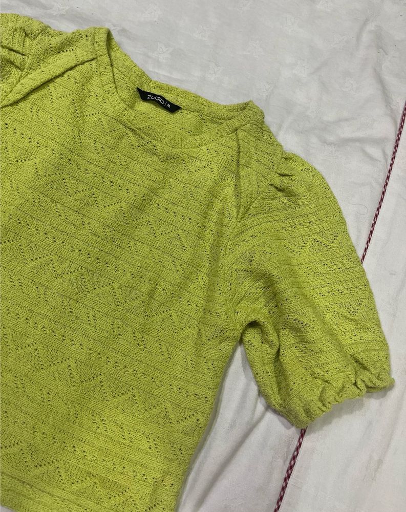 Green Puff Sleeve Top