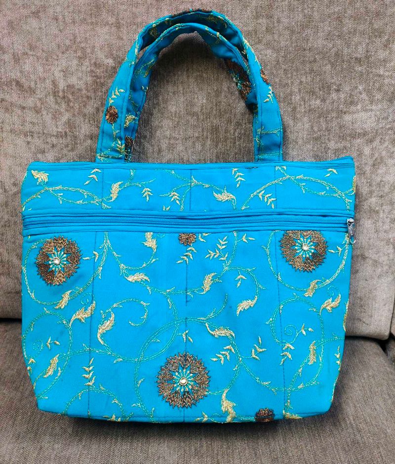 Hand Bag With Zari Work