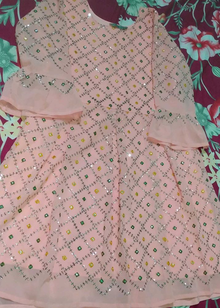 Peach Embellished Dress