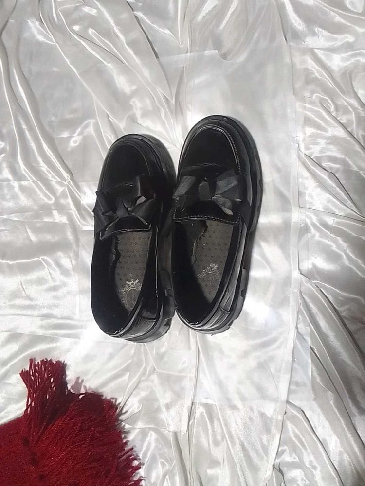 Platform Loafers with Bow Detail