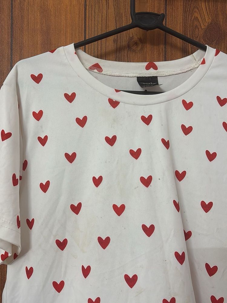 Cute Heart Print Tee