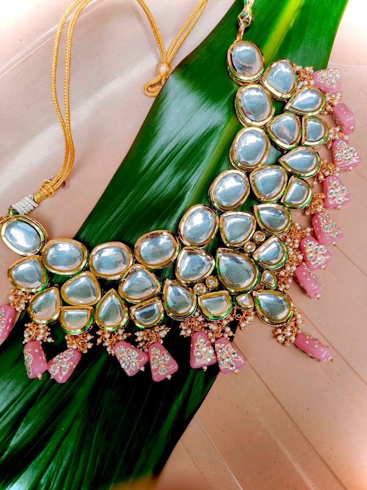 Pink Dibbi Kundan Necklace