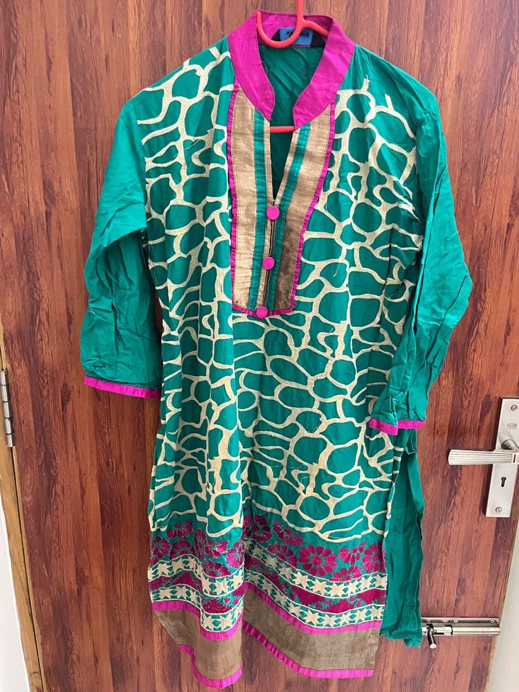 Green Printed Kurta