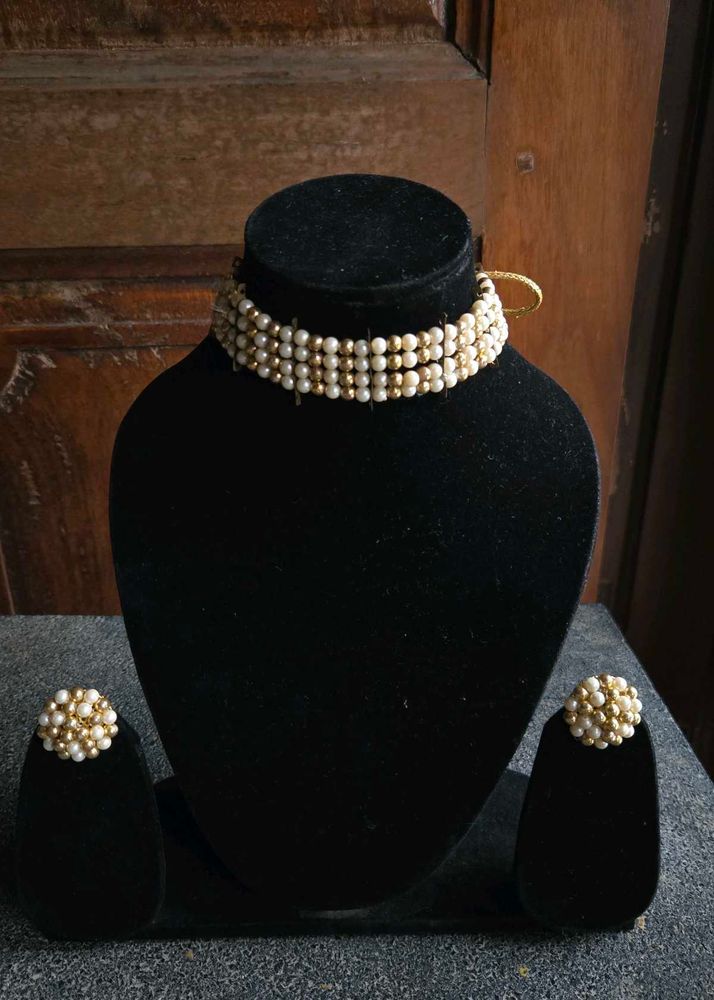 COMBO Pearl Choker Set With Earrings