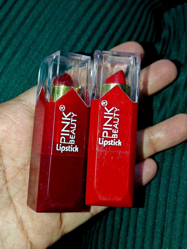 red and rosepink Beauty Lipsticks - Set of 2