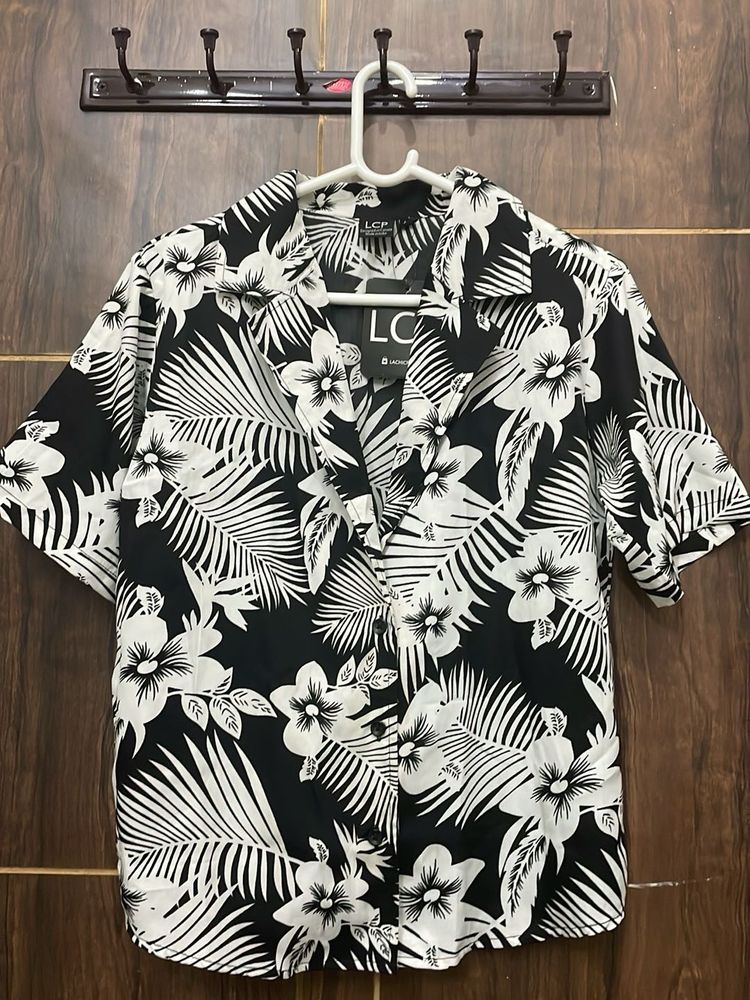 Deep V Neck Floral Print Shirt
