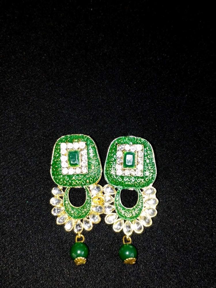 Green &amp; Gold Earrings
