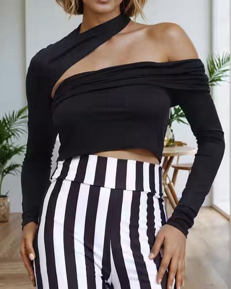 Chic Black Cutout Top Shein brand new