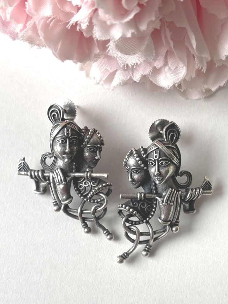 Silver Replica Radha Krishna Earring