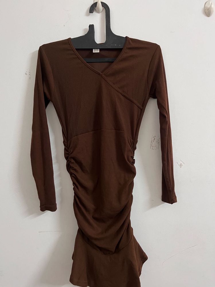 Brown Bodycon Mini Dress