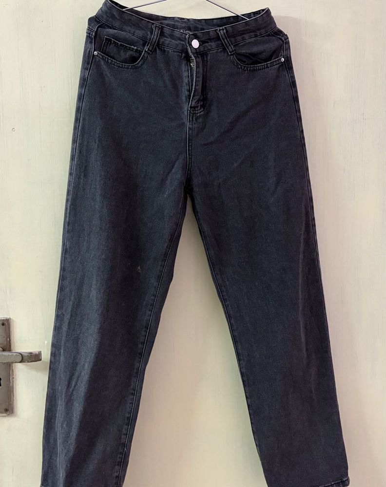 Black Wash Wide Leg Jeans