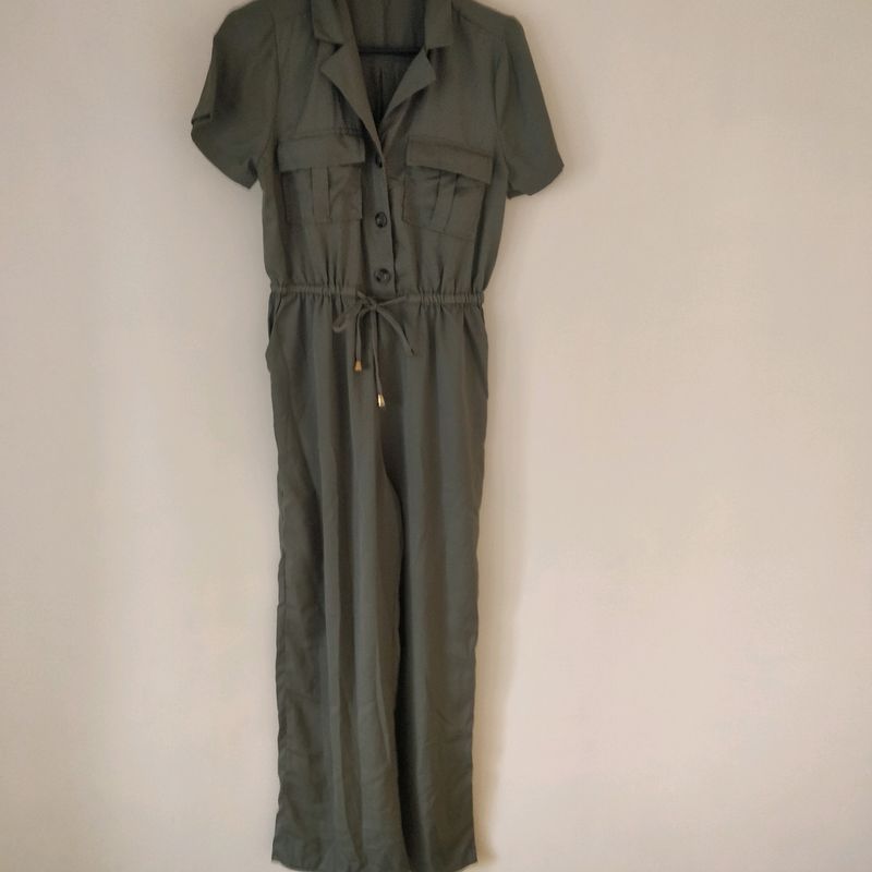 Blush Jumpsuit With Drawstring And Pockets