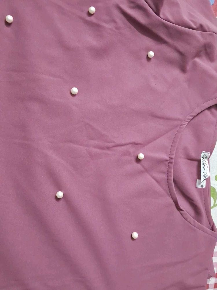 Mauve Bow Sleeves Top