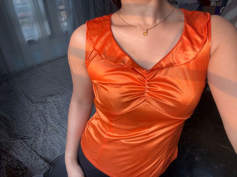 Silky Orange Blouse