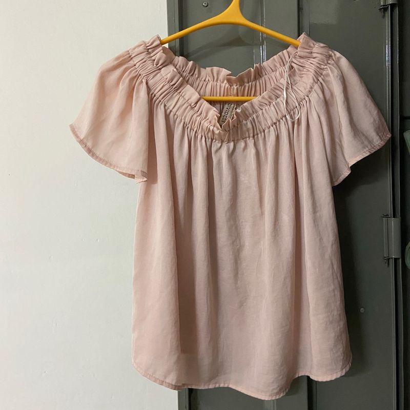 Pink Ruffled Short Sleeve Top