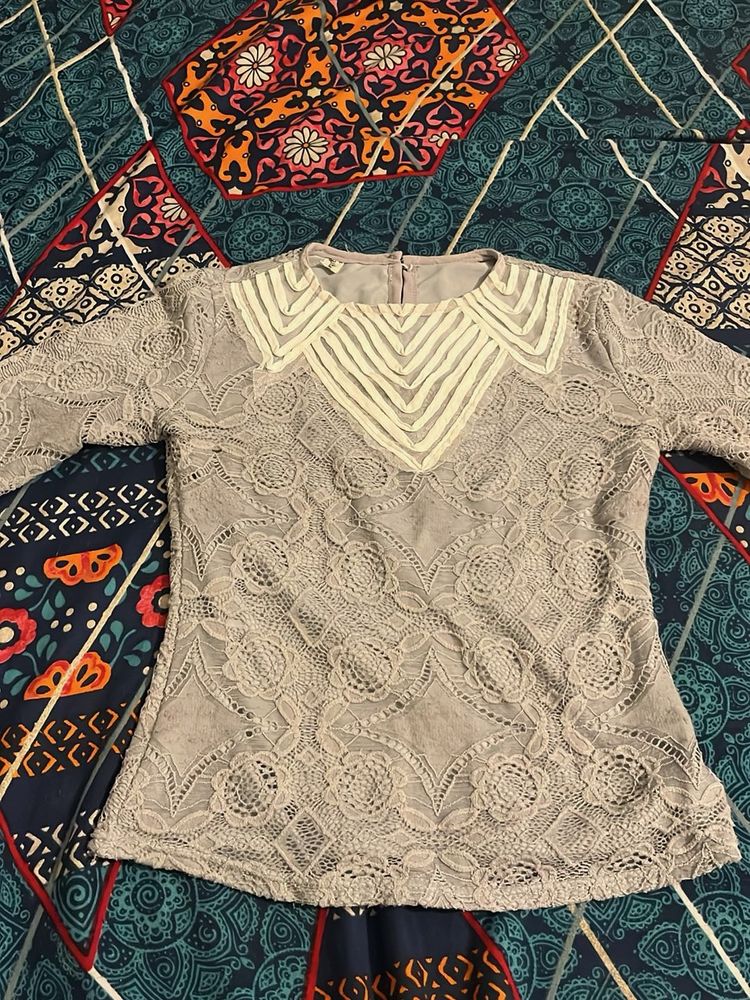 Lace Top with Chevron Detail