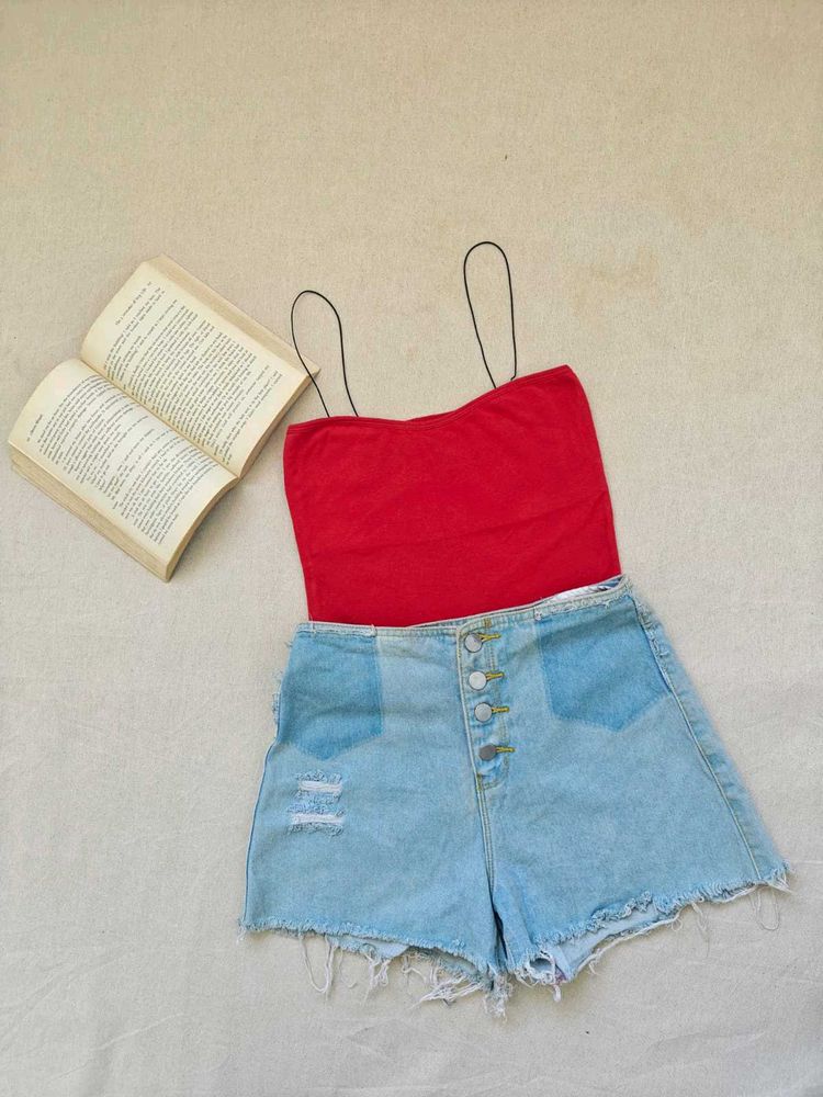 Cherry Red Spaghetti Crop top