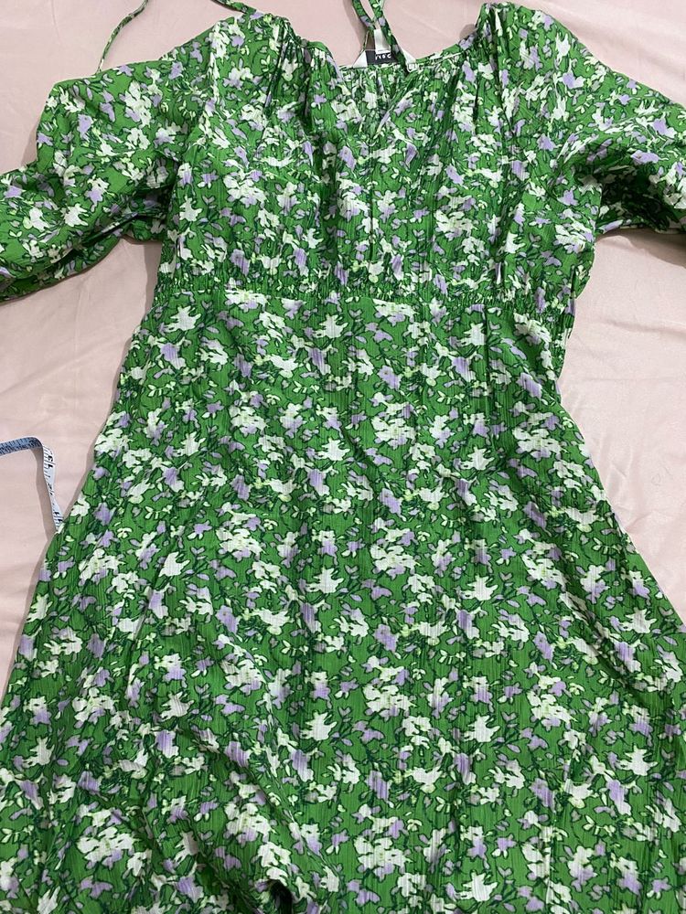 Green Floral Print Dress