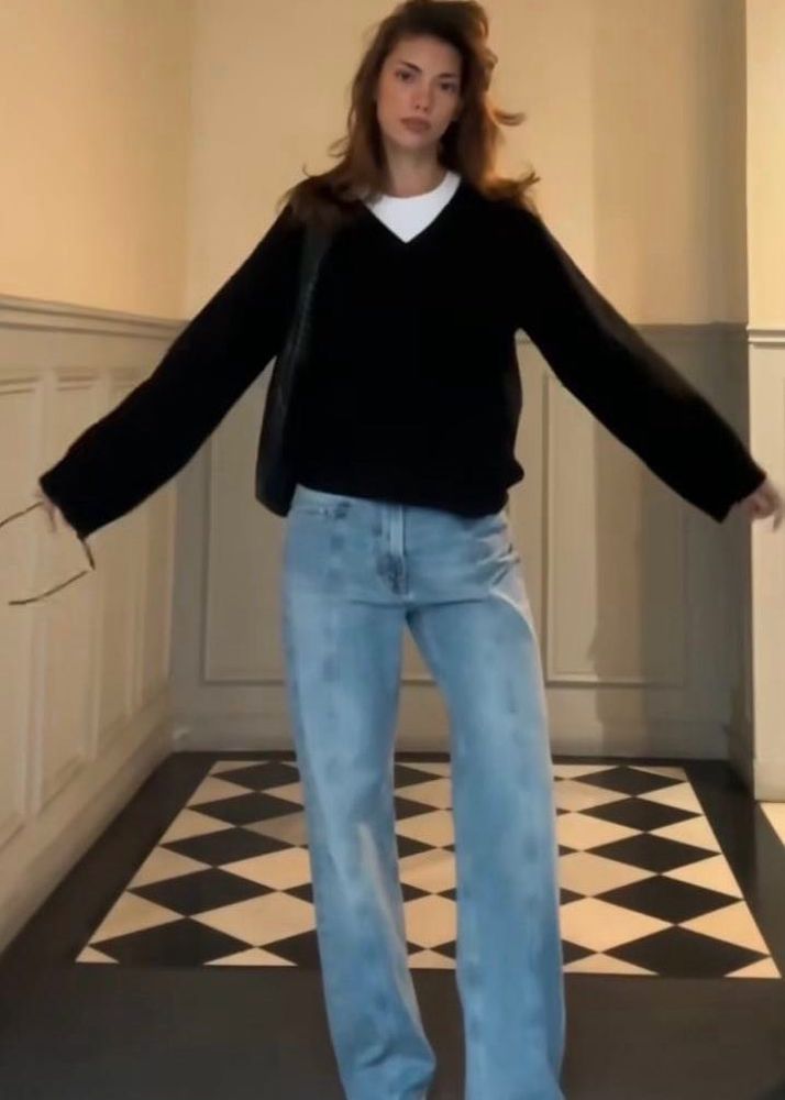 V Neck, Fuzzy Korean Sweater