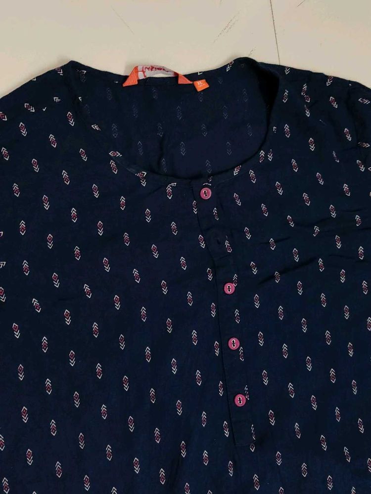 Navy Blue Printed Top