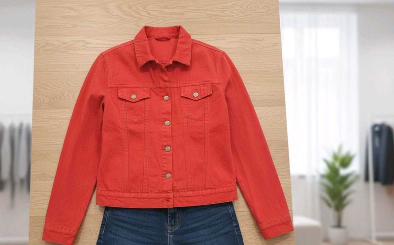 Red Denim Jacket - Stylish &amp; Trendy