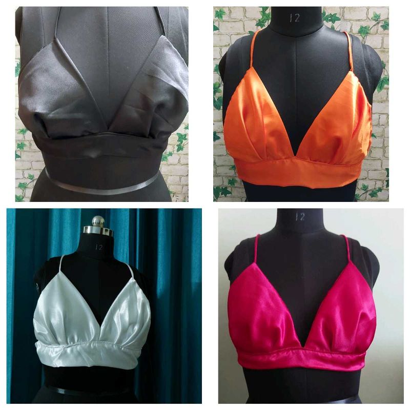 Combo Of 4 Satin Backless Blouse