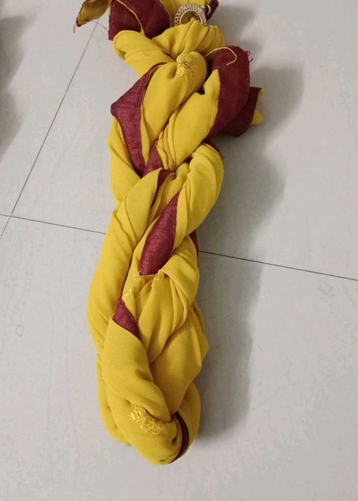 Festive Yellow &amp; Maroon Dupatta