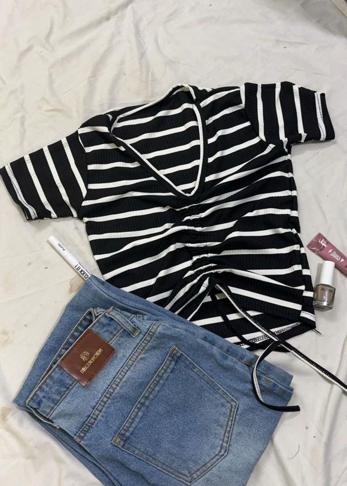Black And White Knot Top