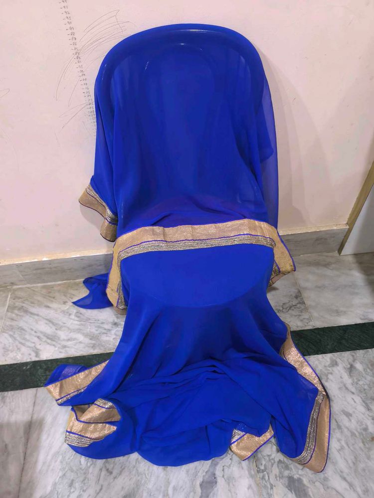 Solid Blue Saree