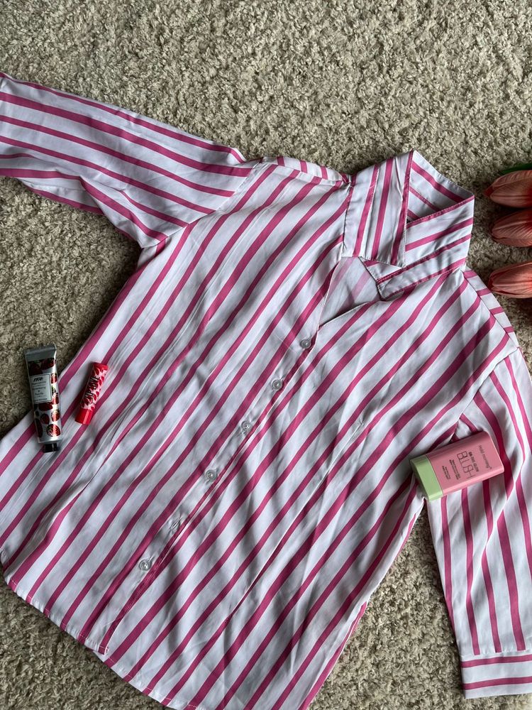 Pink Striped Oversized Shirt
