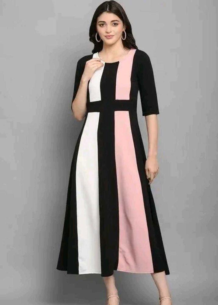 Chic Colorblock Midi Dress