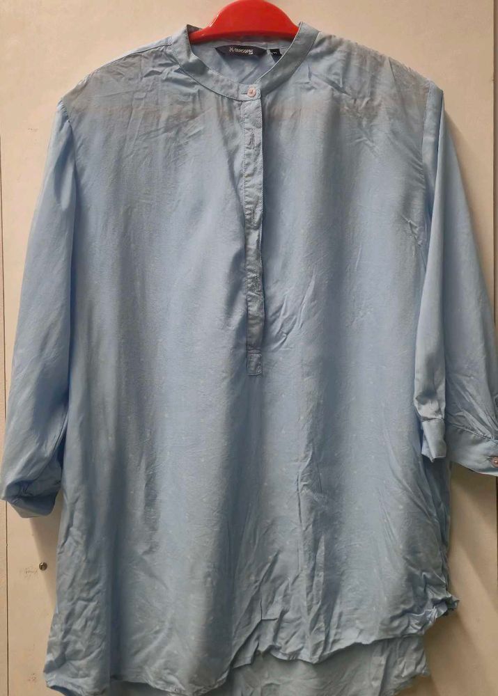 Light Blue 3/4 Sleeve Tunic Top