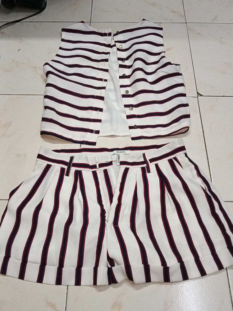 Striped Top &amp; Shorts Set