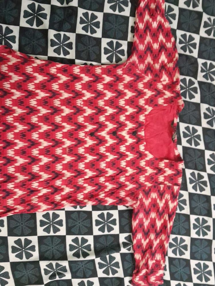 Kurta Dark Pink Patterned Sleeve Top