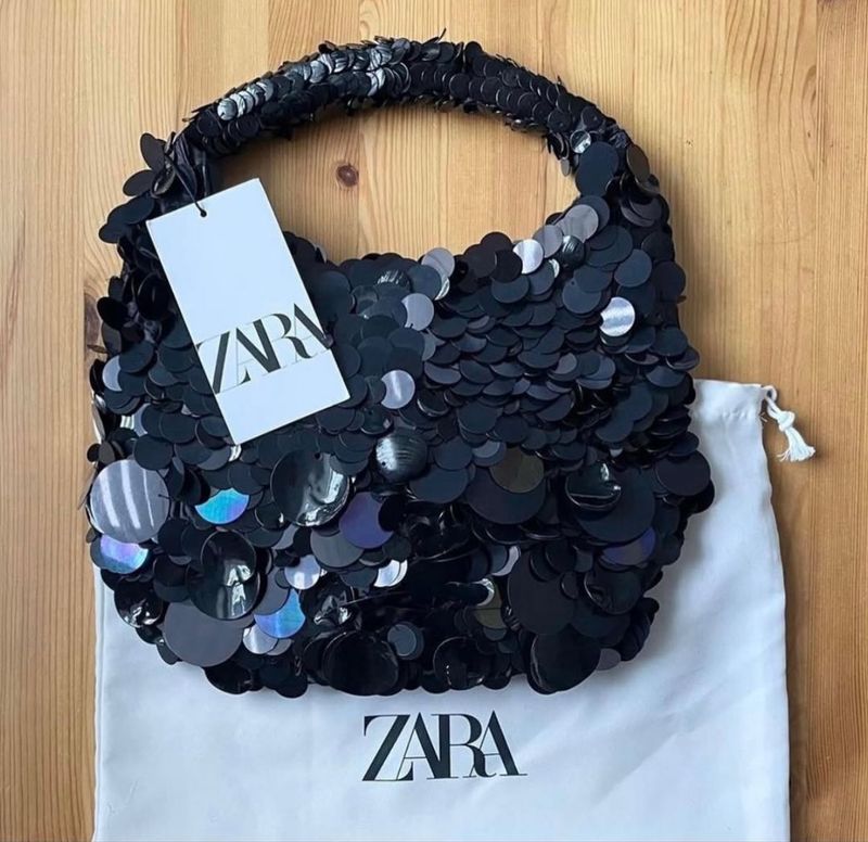 Zara Black Sequin Party Bag