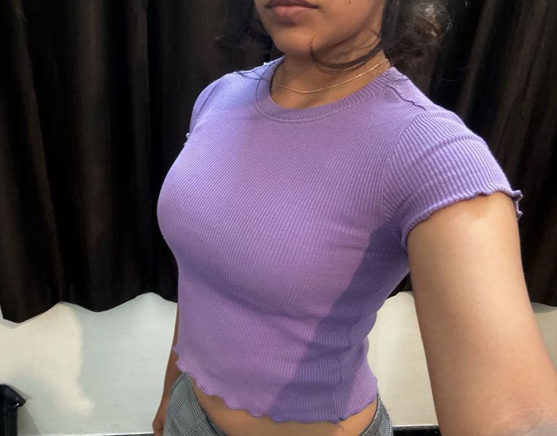 Purple Ribbed Top