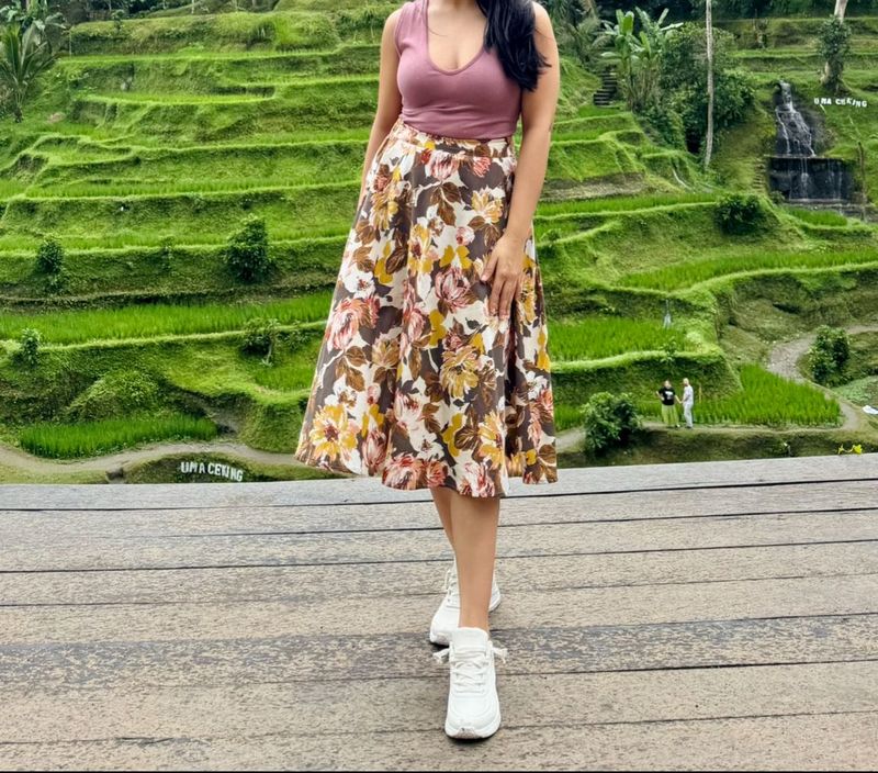 Floral A line Midi Skirt