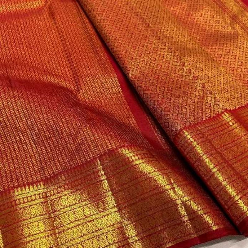 Bridal Red &amp; Gold Traditional Saree