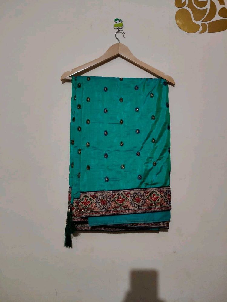 Green Embroidered Saree