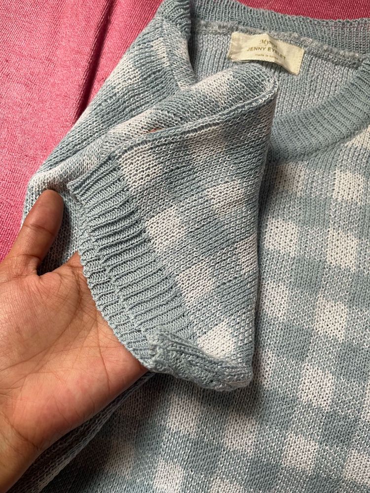 Checked Knit Sweater