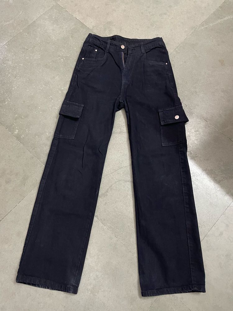 Black Wide Leg Cargo Pants ❤️‍🔥