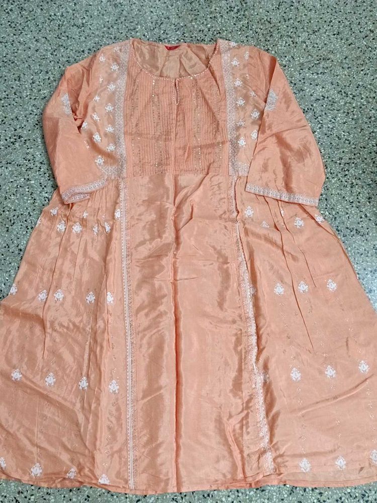 Plus Size W Peach Kurta