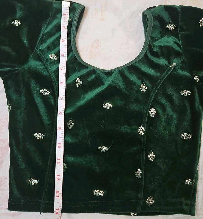 Green Velvet Embellished Blouse